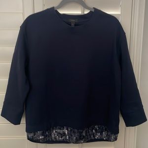 JCREW sweatshirt with 1/4 length sleeve and sequin bottom M.
